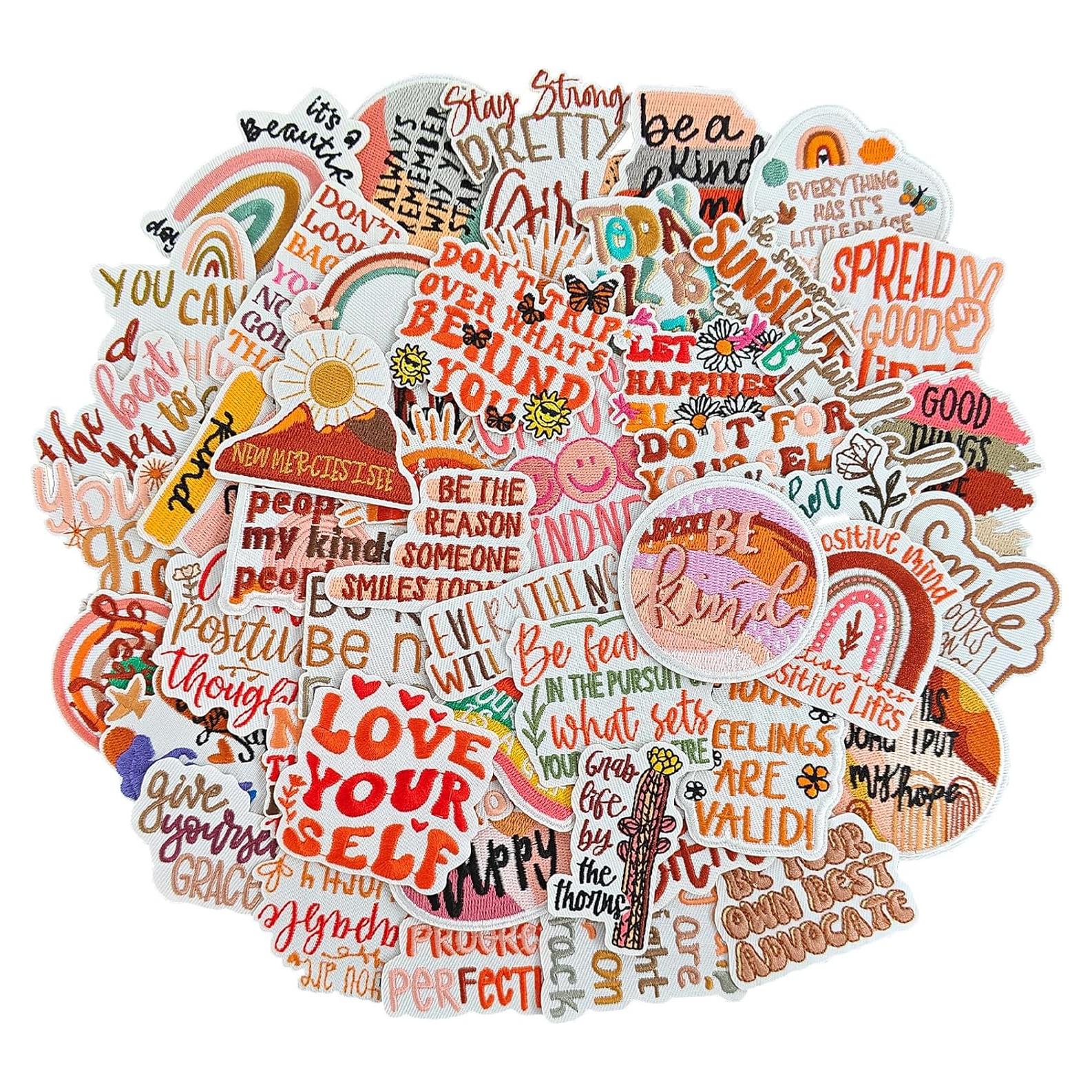 50 Parches de Hierro Boho RF-Patch con Afirmaciones Positivas