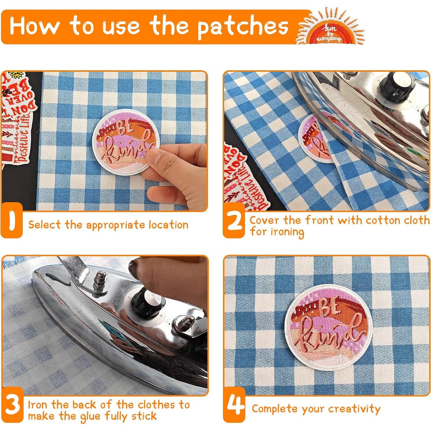 50 Parches de Hierro Boho RF-Patch con Afirmaciones Positivas