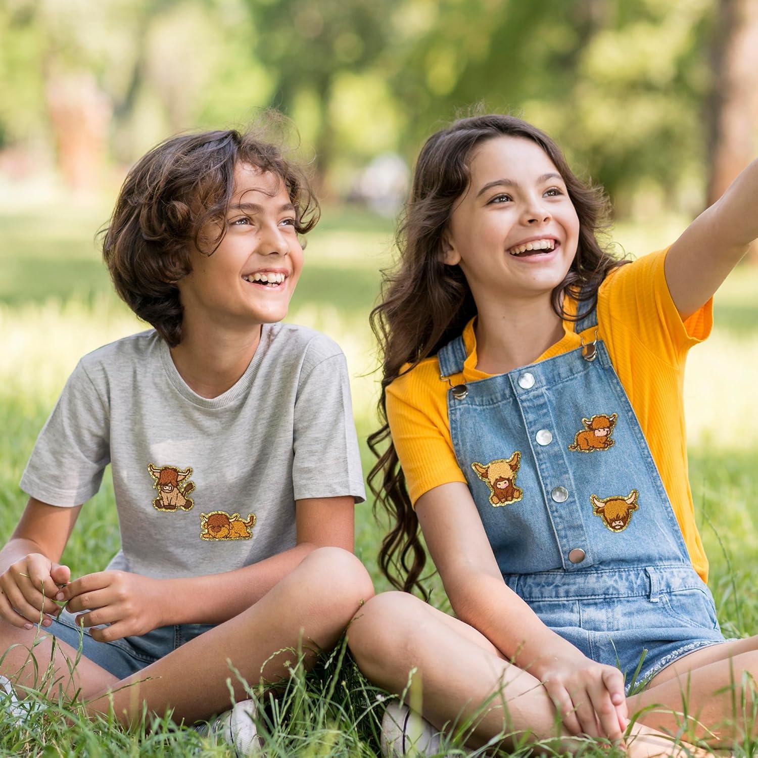 10 Parches de Chenille de Vaca para Ropa y Manualidades