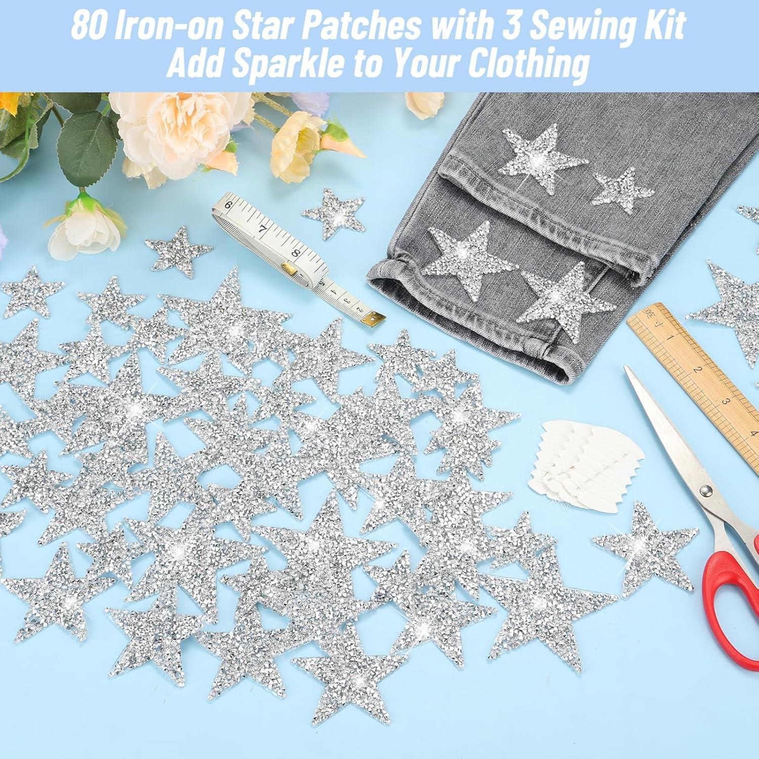 80 Parches Termoadhesivos de Estrella Jollidecor con Strass