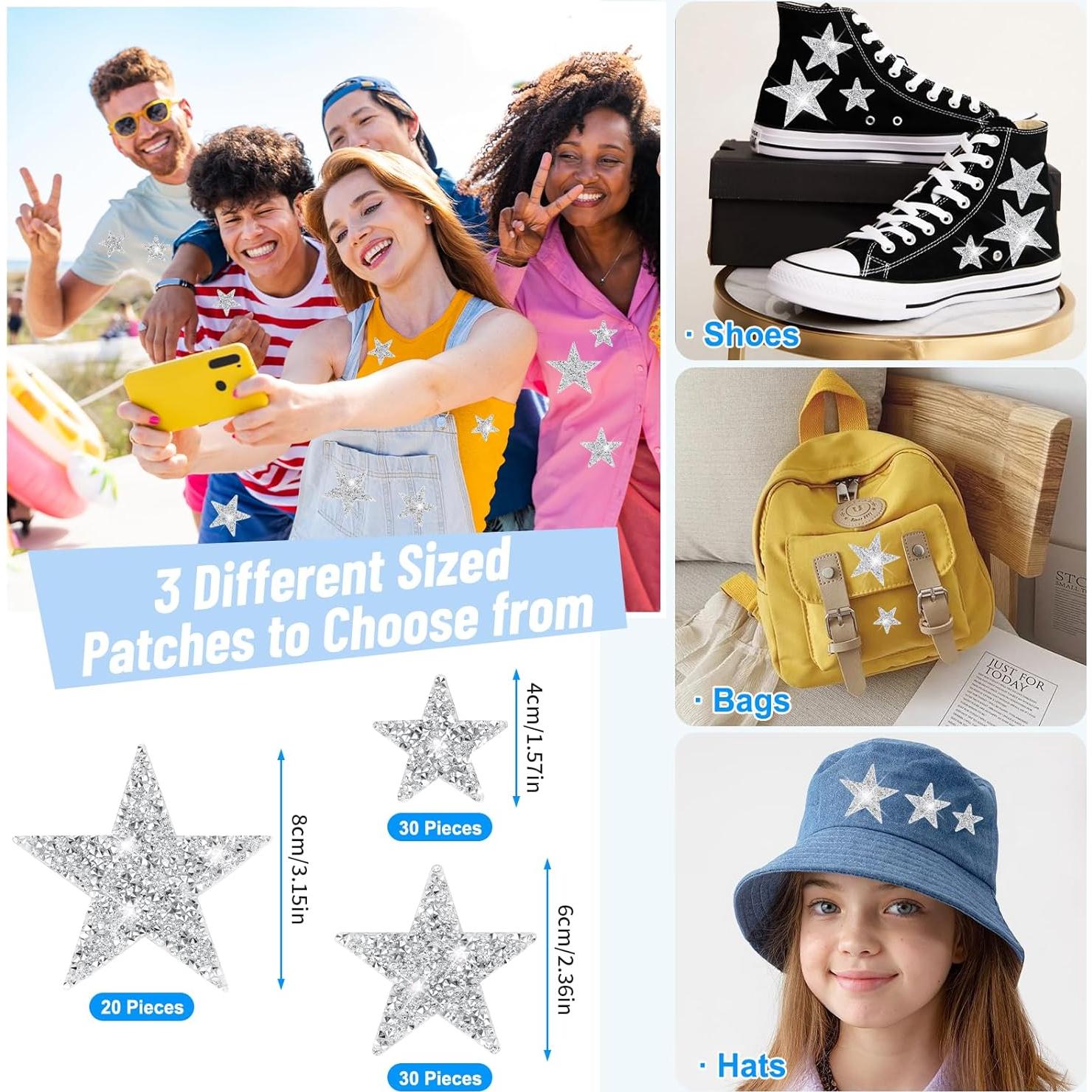 80 Parches Termoadhesivos de Estrella Jollidecor con Strass