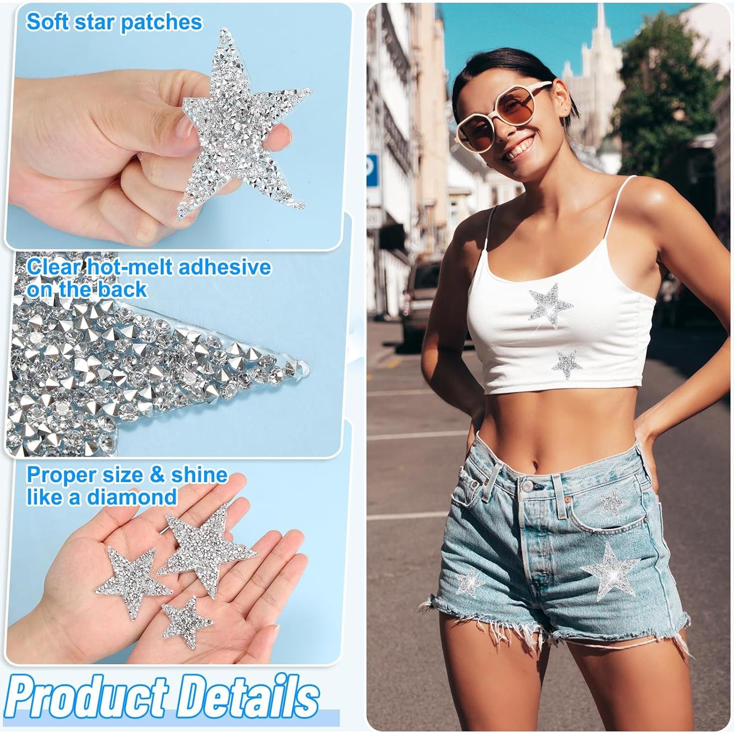 80 Parches Termoadhesivos de Estrella Jollidecor con Strass