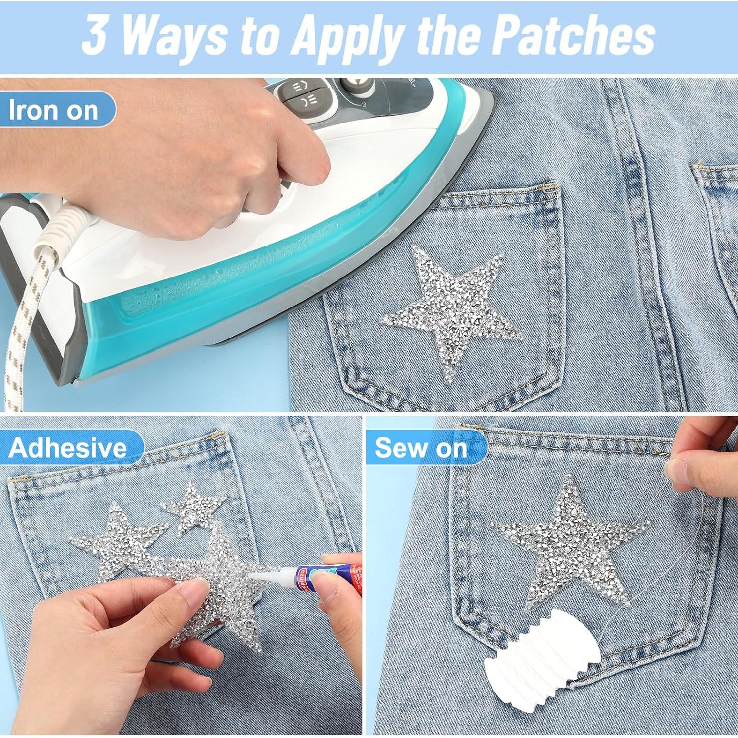 80 Parches Termoadhesivos de Estrella Jollidecor con Strass