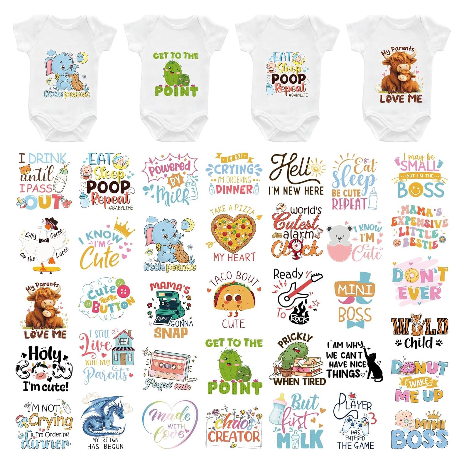 Transfers de Planchar Divertidos CRASHOT - 36 Piezas para Bebés