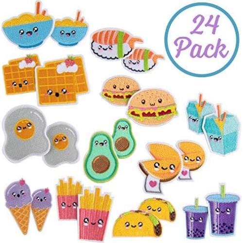 Parches Kawaii de Animales en Comida SCS Direct - 24 Piezas