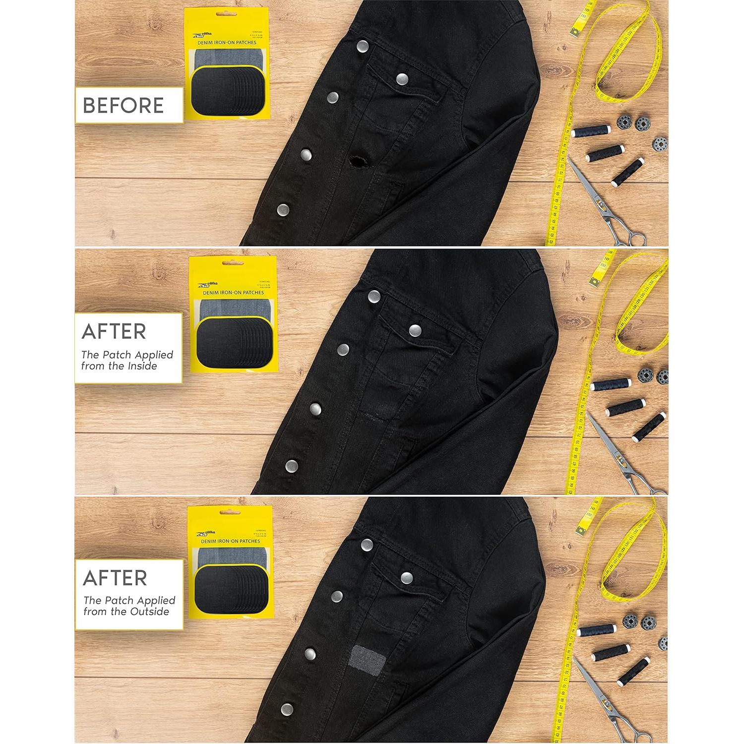 Parches de Jean ZEFFFKA 10 Piezas 100% Algodón Negro