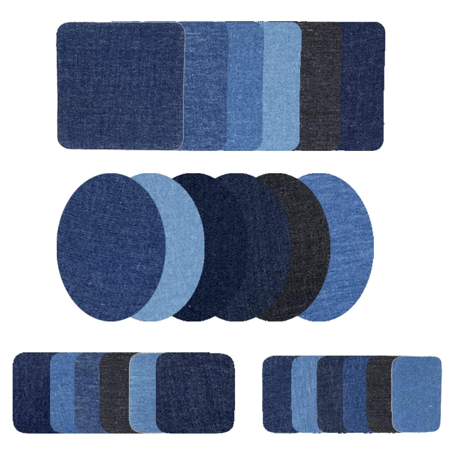 Parche Termoadhesivo Qusmeiyici 24 Pcs Algodón Azul y Negro