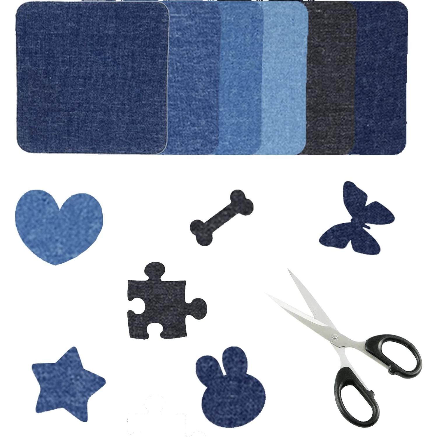 Parche Termoadhesivo Qusmeiyici 24 Pcs Algodón Azul y Negro