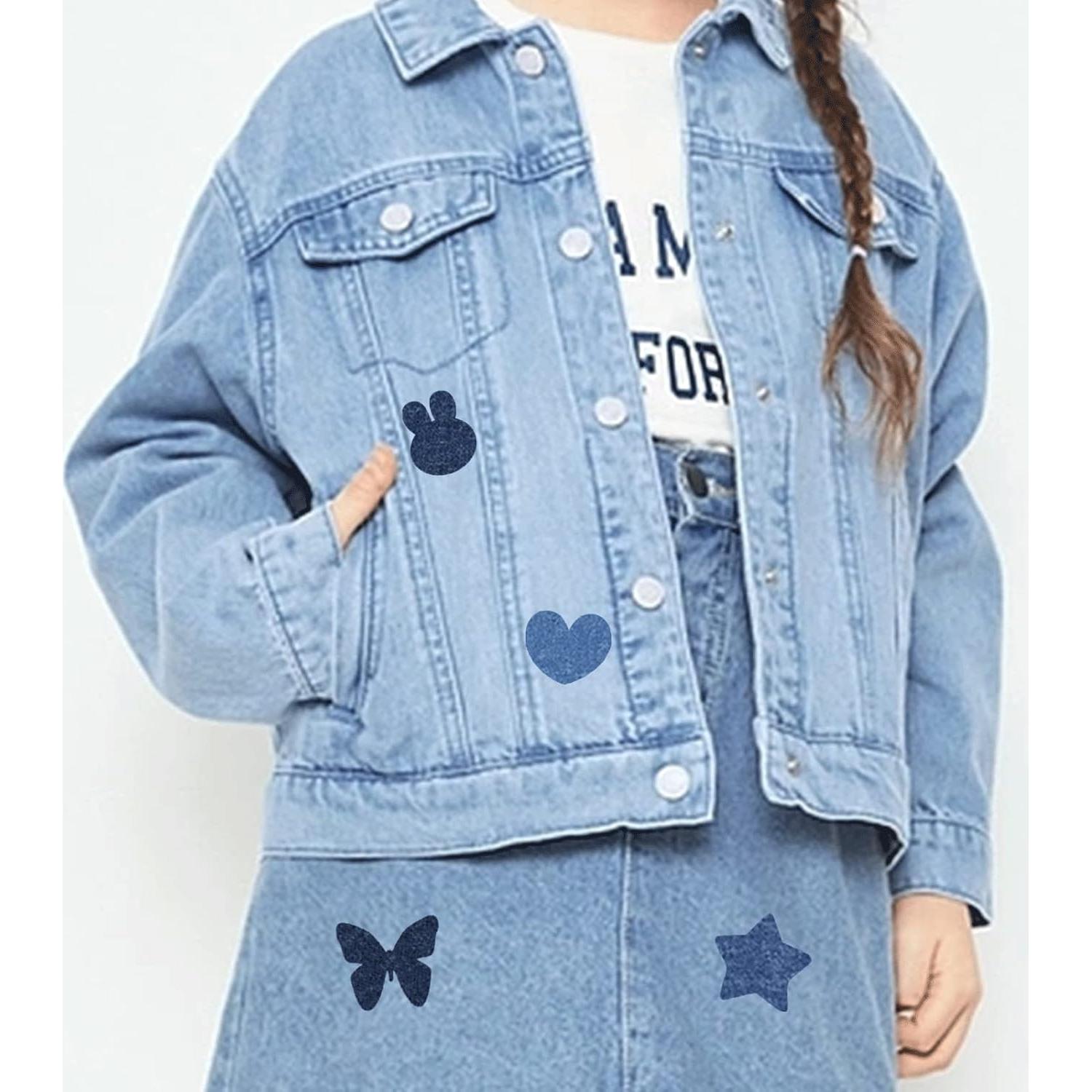 Parche Termoadhesivo Qusmeiyici 24 Pcs Algodón Azul y Negro