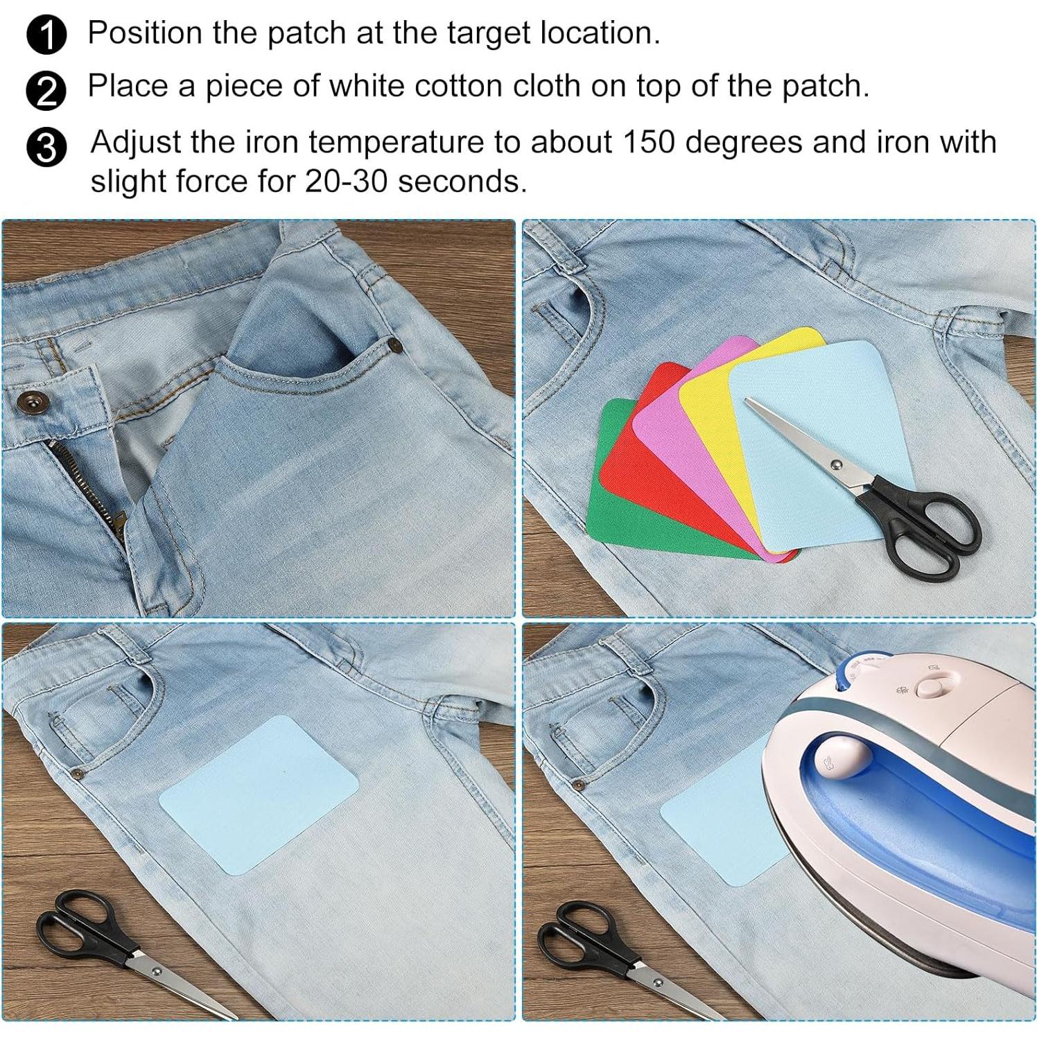 PATIKIL Fabric Iron-on Patches, 15Pcs 5x4 Inch Inside & Outside Strong Glue 100% Cotton Repair Patches Kit for Clothing Pants Mending and Decorating, Tan