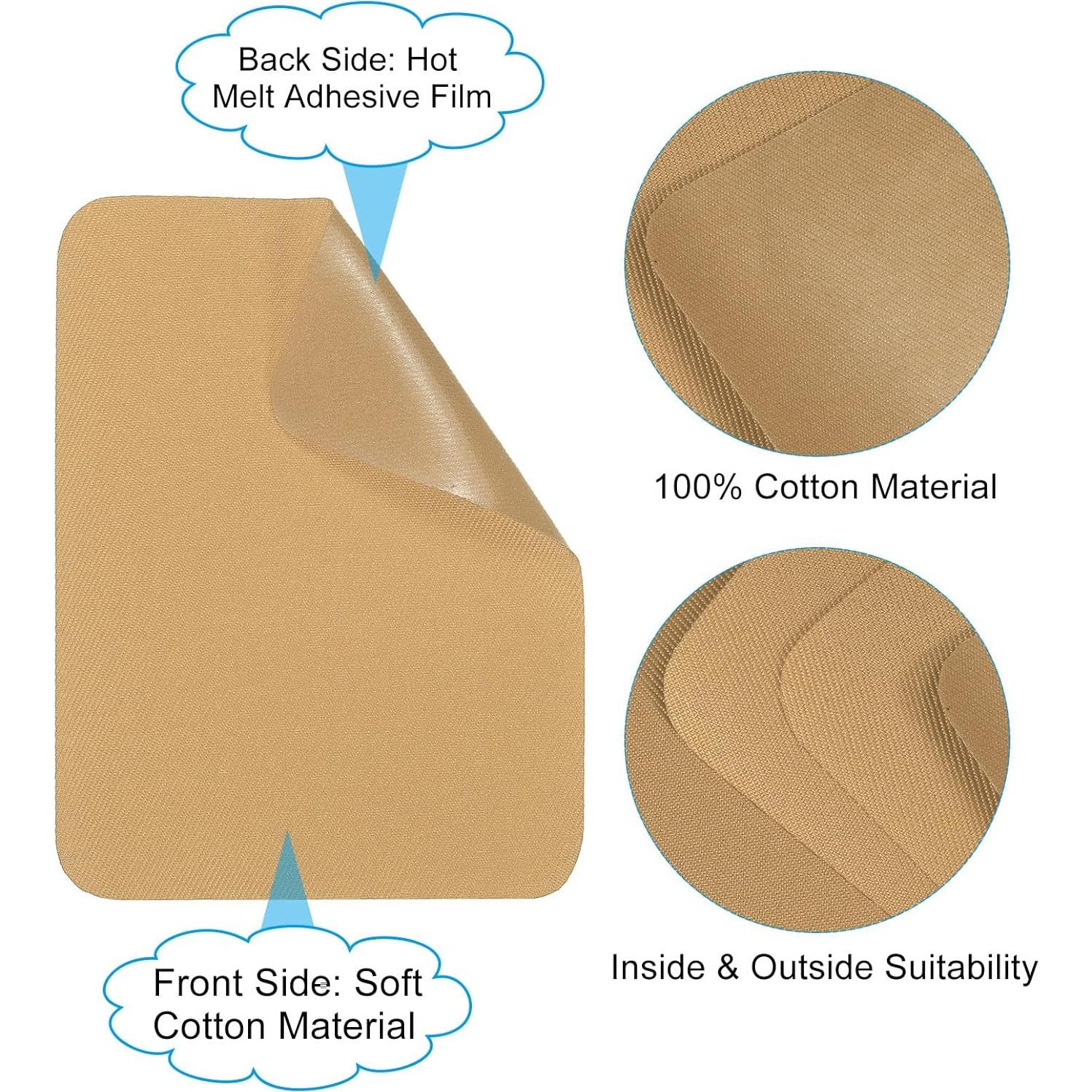 PATIKIL Fabric Iron-on Patches, 15Pcs 5x4 Inch Inside & Outside Strong Glue 100% Cotton Repair Patches Kit for Clothing Pants Mending and Decorating, Tan