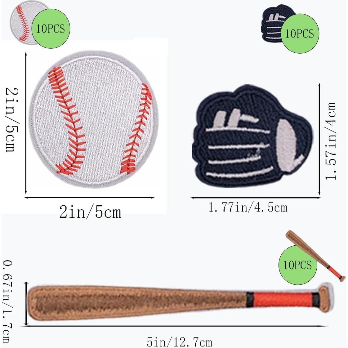 30 Parches de Chenille de Béisbol Rowcay para Ropa y Accesorios