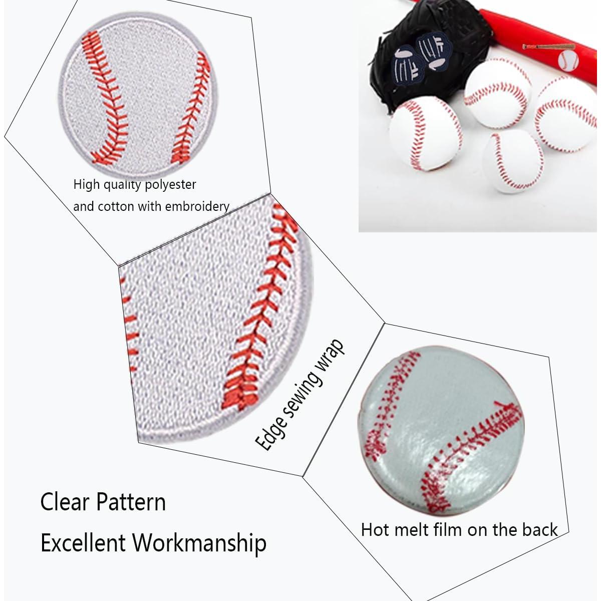 30 Parches de Chenille de Béisbol Rowcay para Ropa y Accesorios