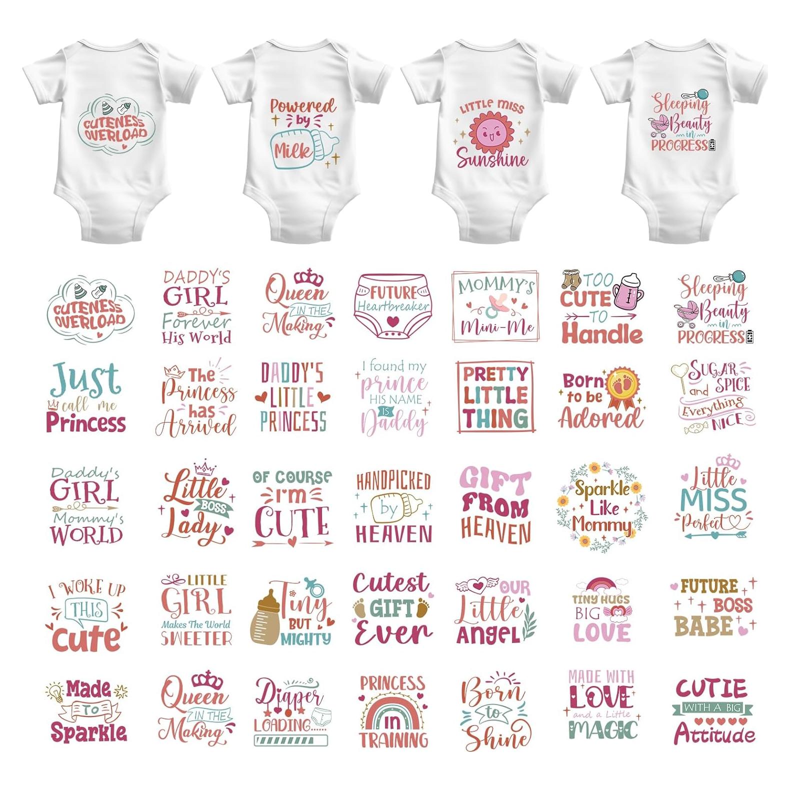 Transferencias de Planchar Falueqg 36 Piezas Niñas Vinilo