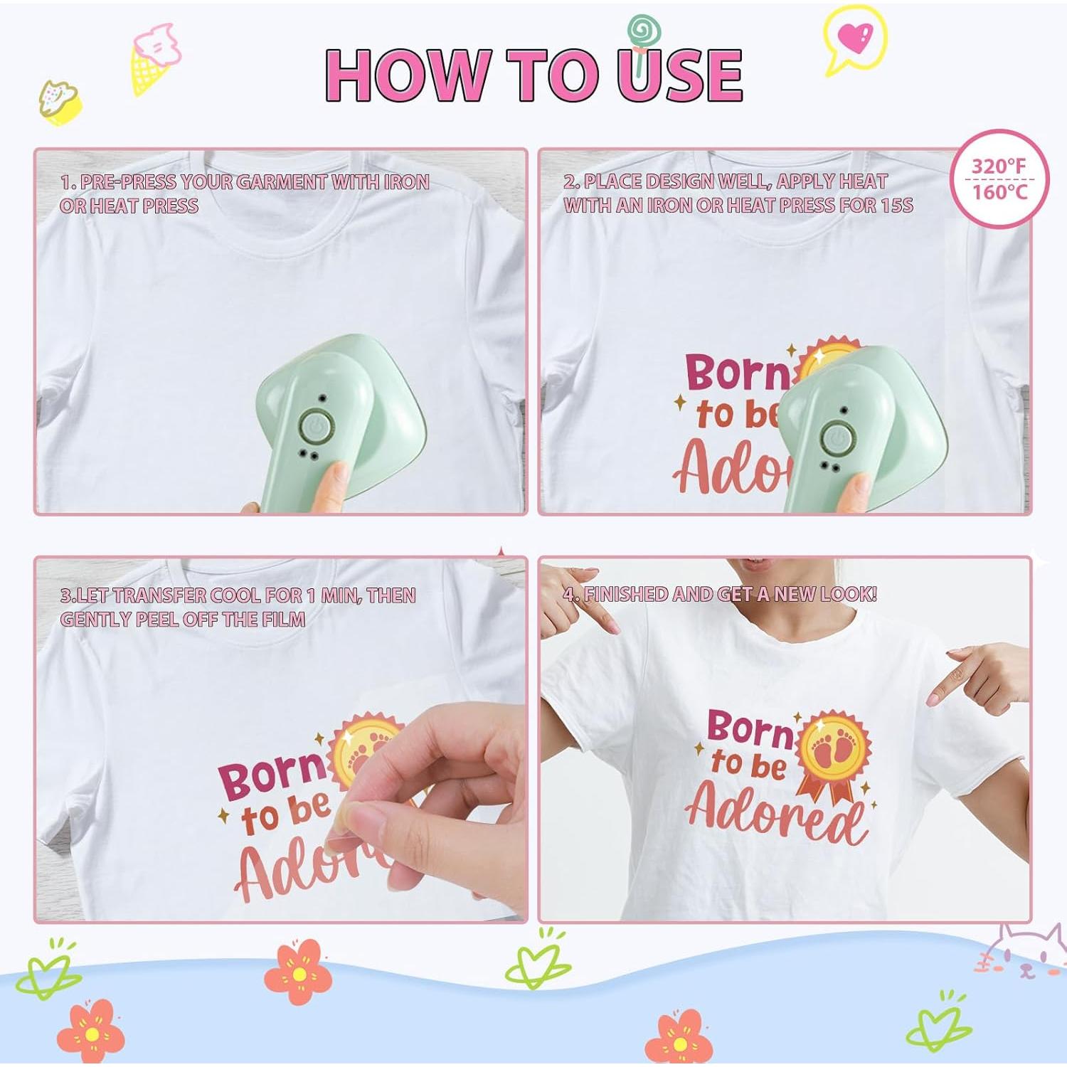 Transferencias de Planchar Falueqg 36 Piezas Niñas Vinilo