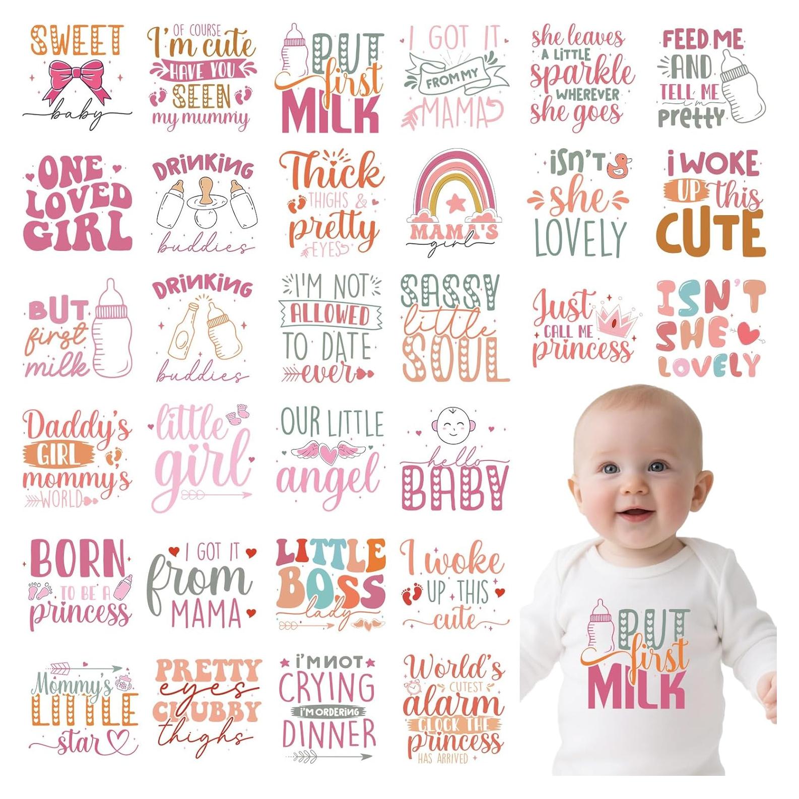 Transferencias de Planchado Falueqg - 30 Piezas Rosadas para Bebés