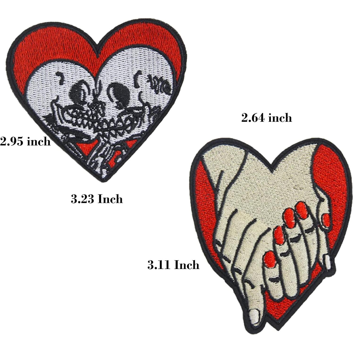 4 Parches de Planchar Joynaamn Corazón Calavera Bordados