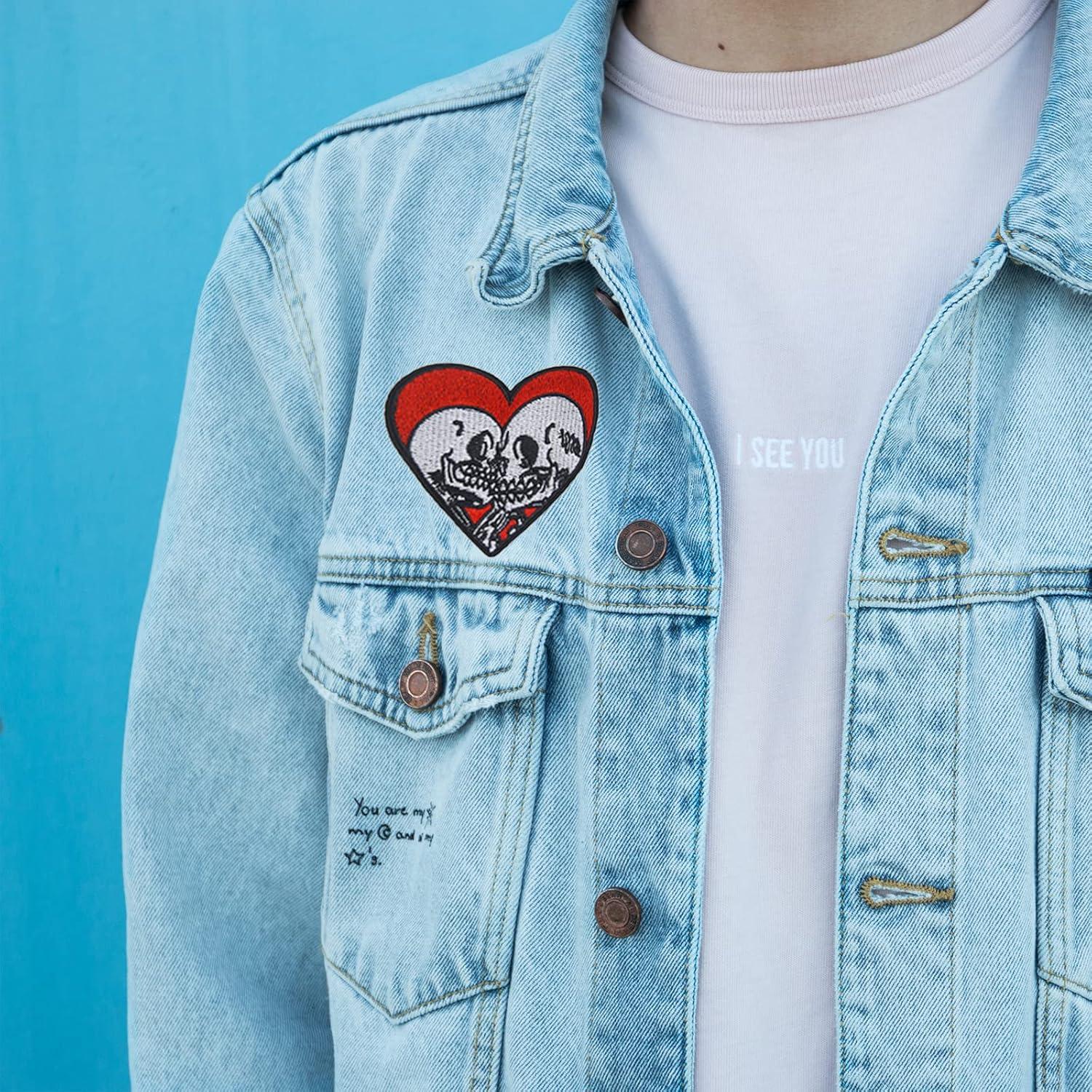 4 Parches de Planchar Joynaamn Corazón Calavera Bordados