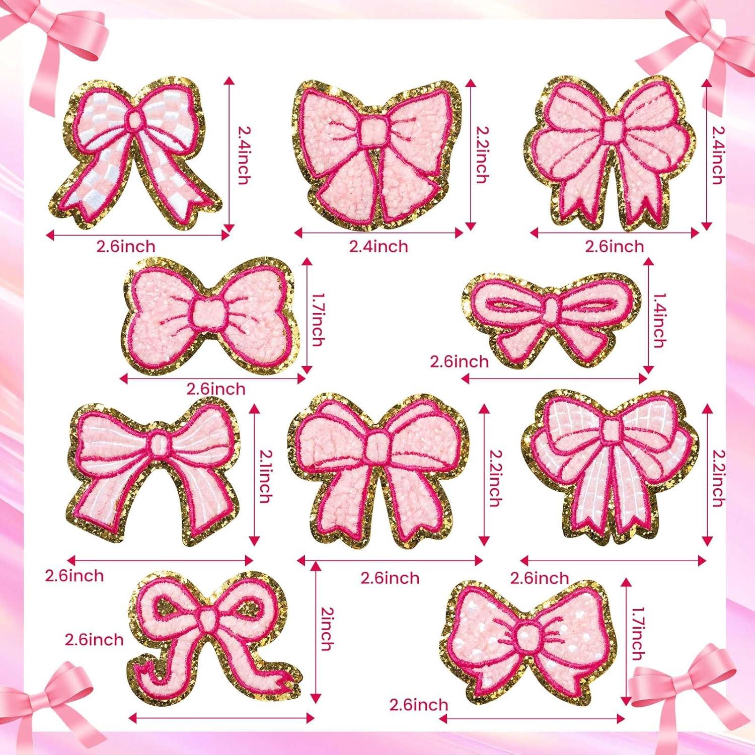 10 Parches de Lazo Rosa Bordados Neyauo para Planchar