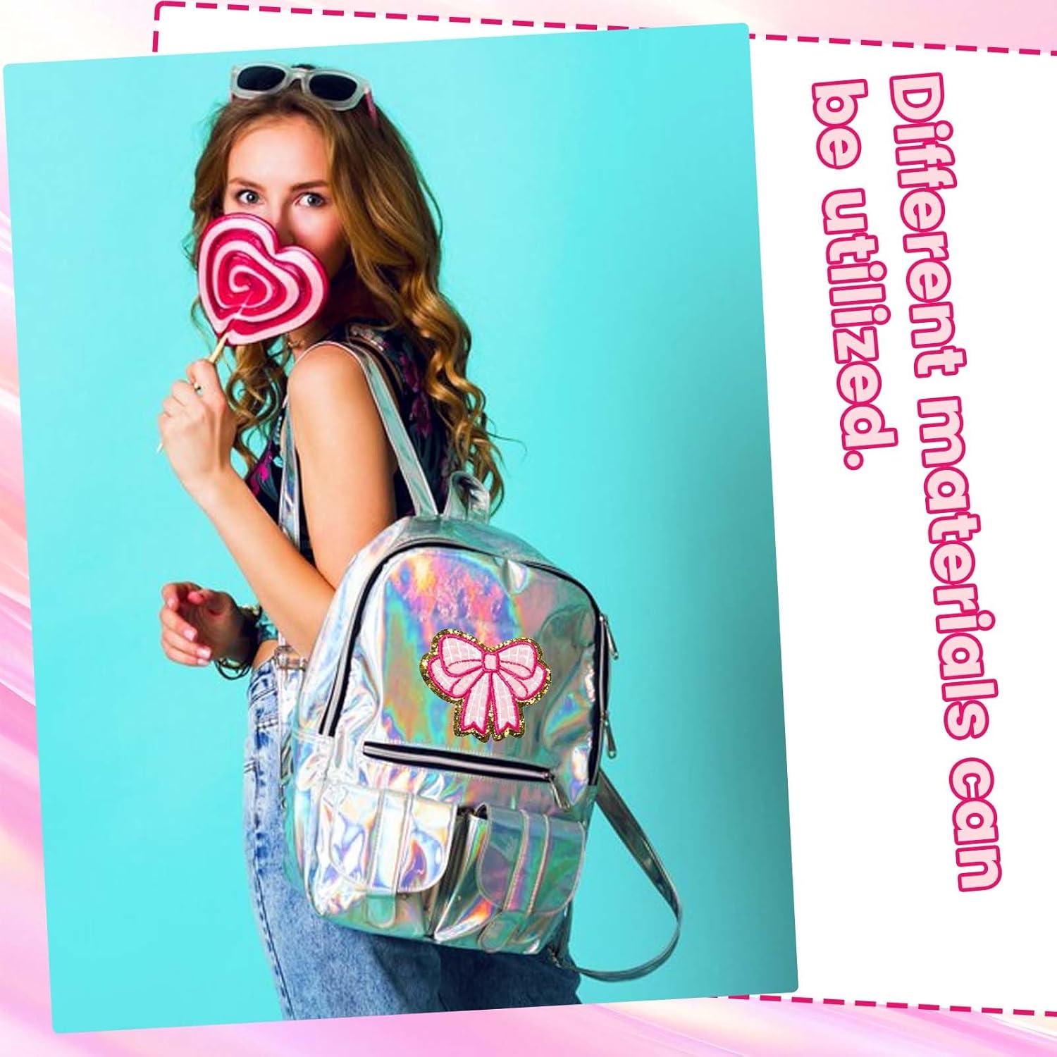 10 Parches de Lazo Rosa Bordados Neyauo para Planchar