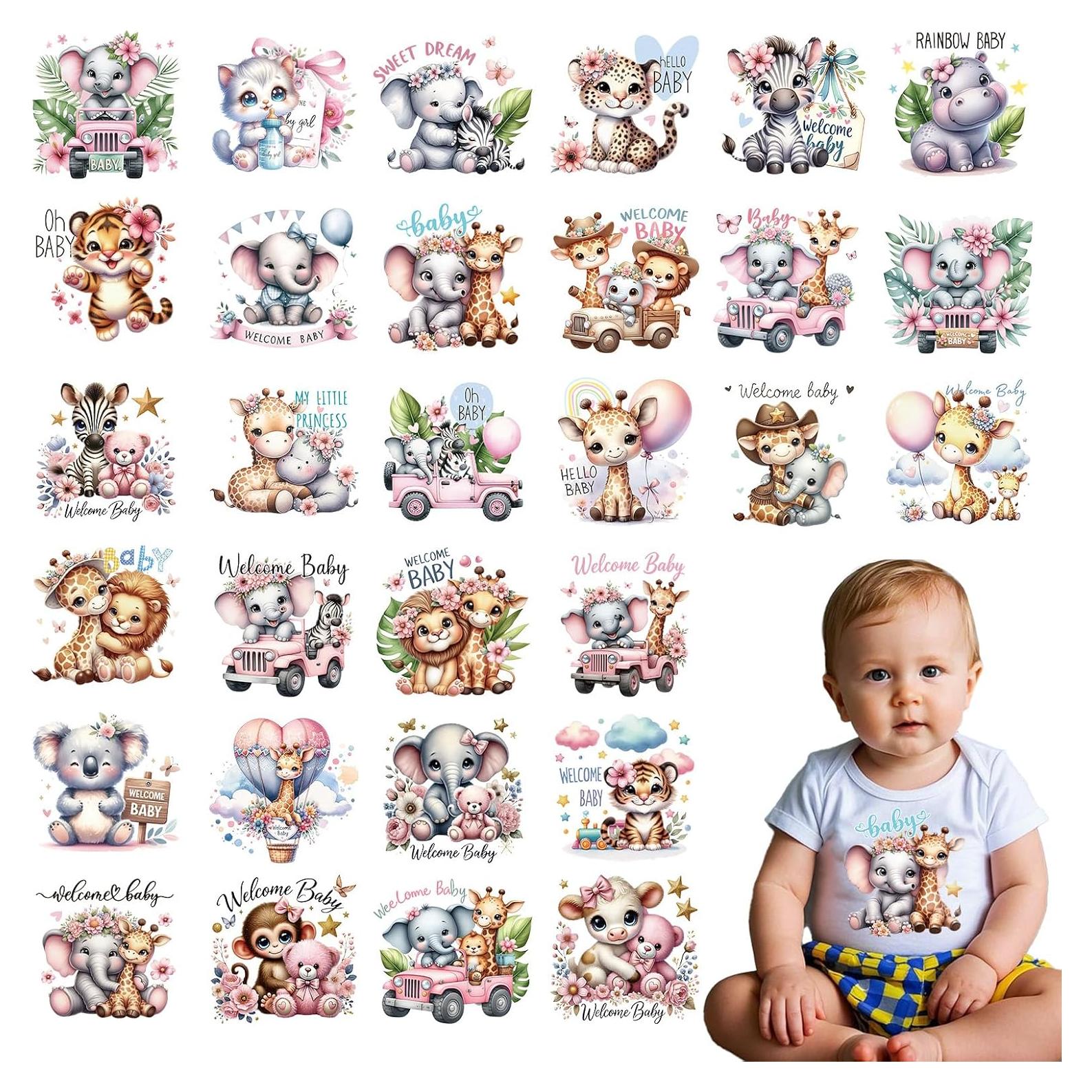 Transferencias de Plancha Falueqg - 30 Piezas Animales Rosa