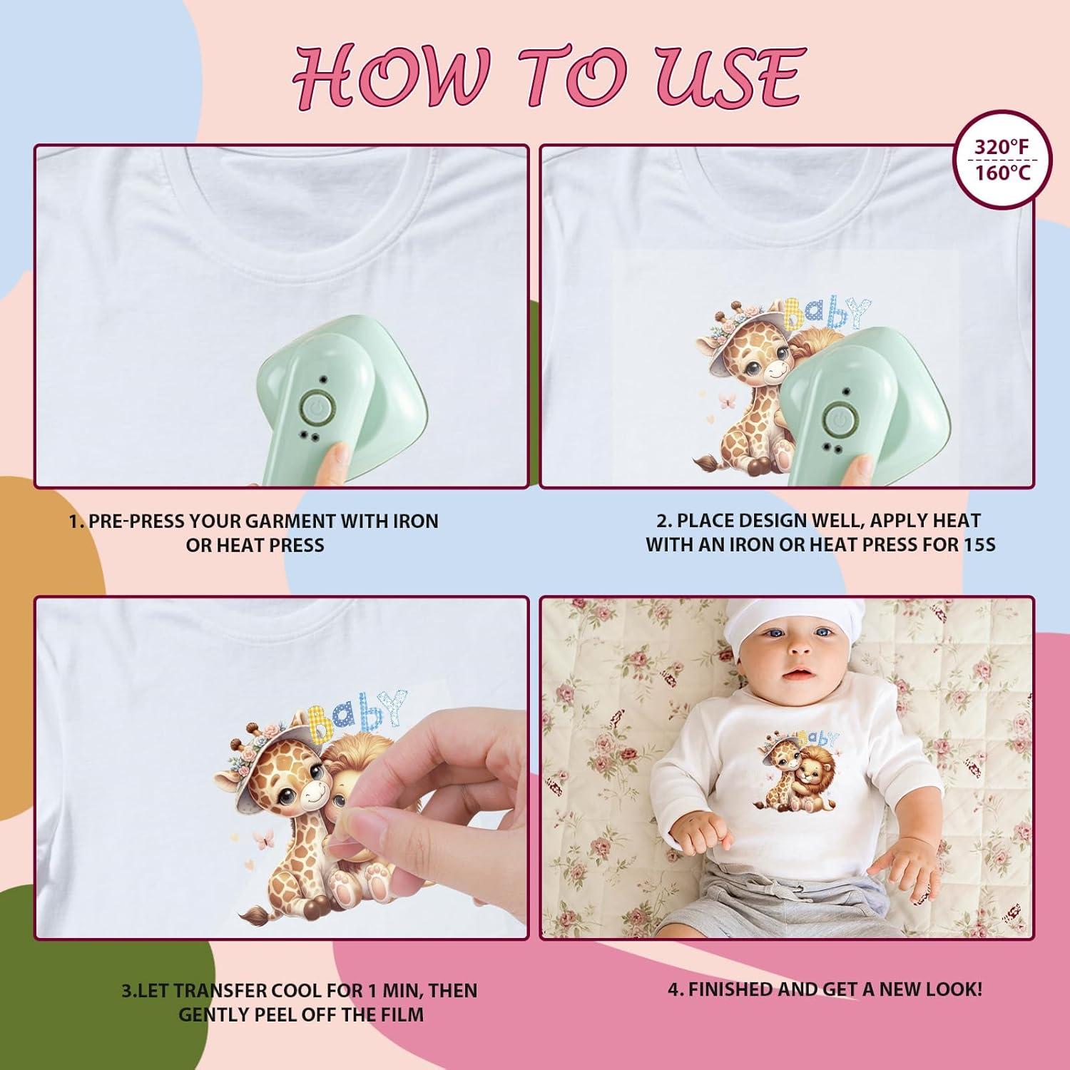 Transferencias de Plancha Falueqg - 30 Piezas Animales Rosa