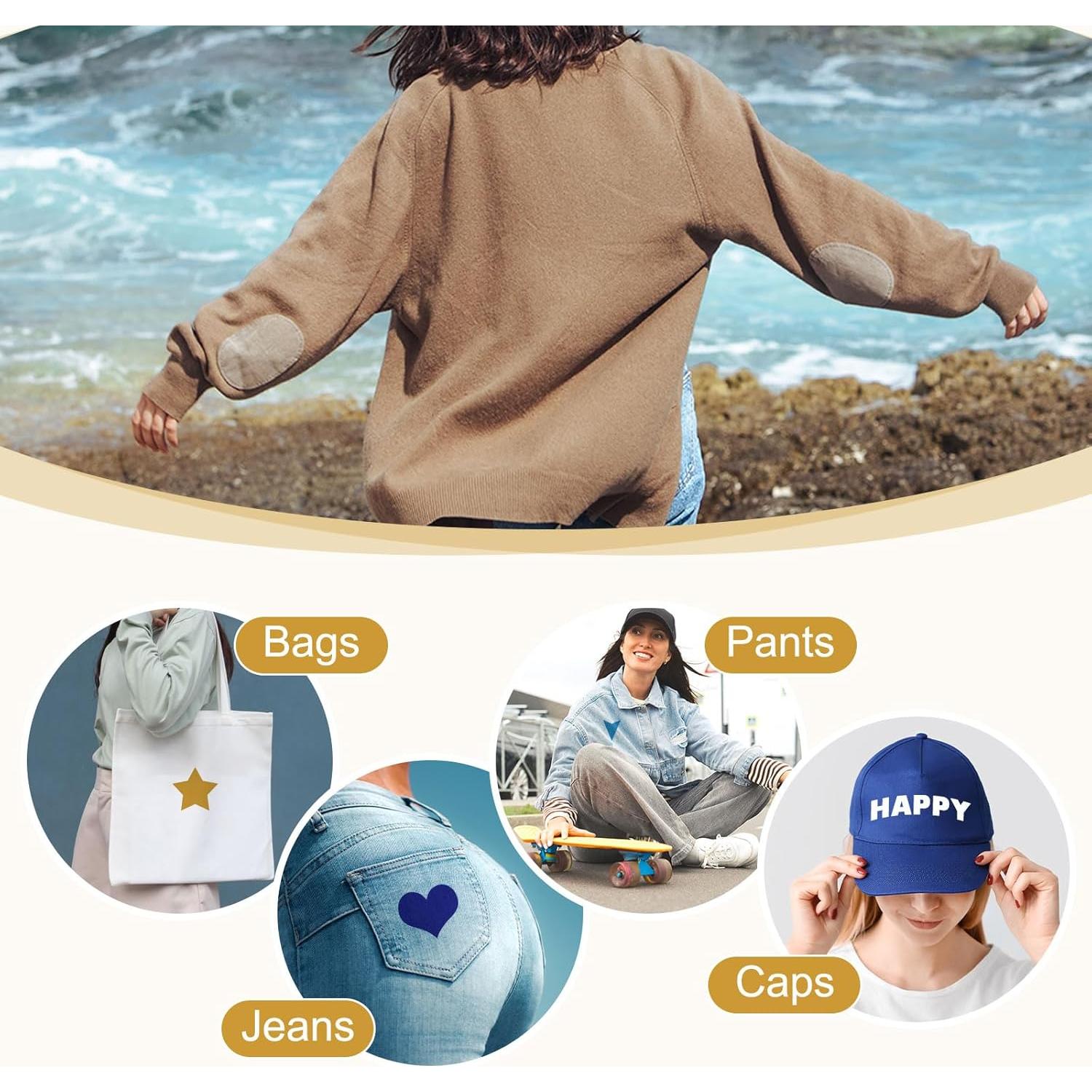 Parches Termoadhesivos PATIKIL 12 Piezas Algodón Rojo Rosa