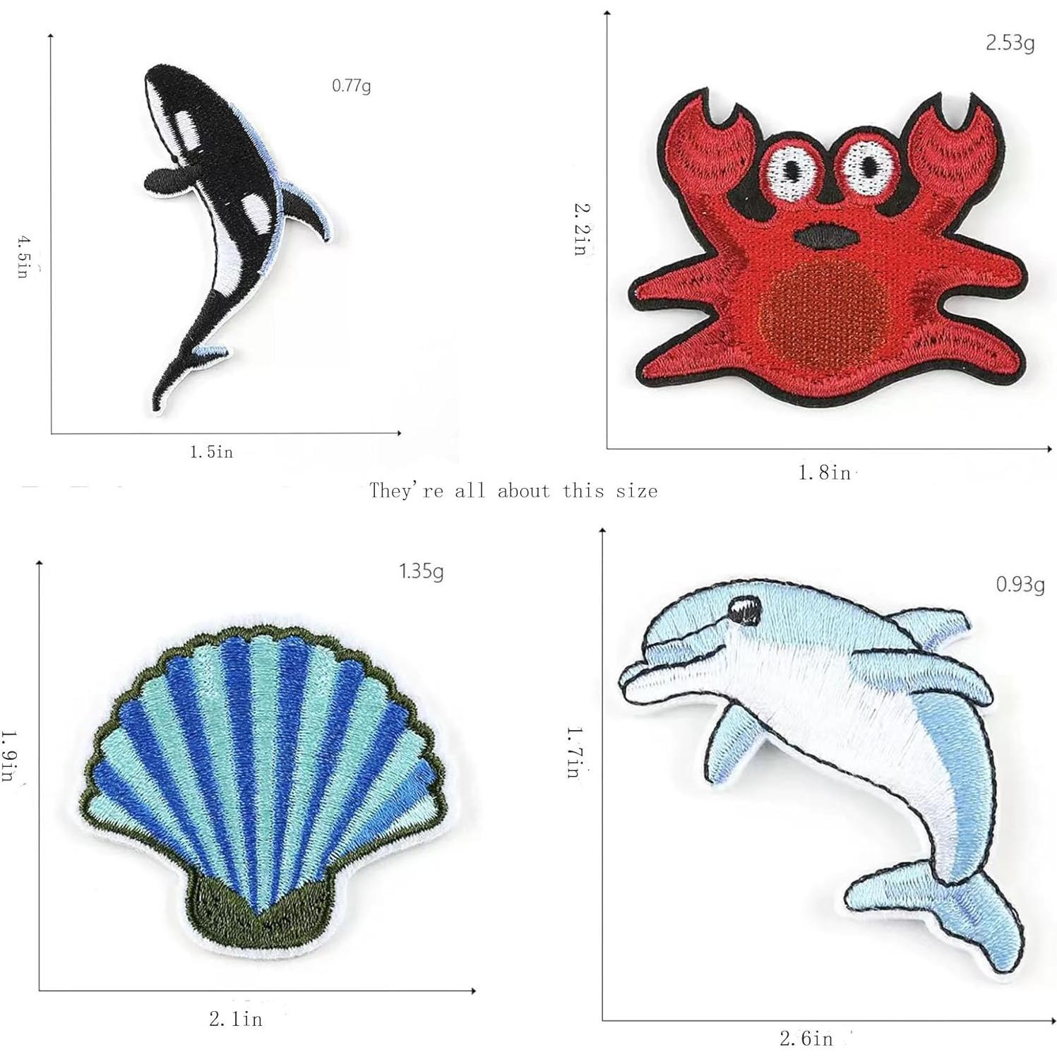 Kit de 20 Parches de Planchar Genérico Tema Océano 5.3x4.8cm