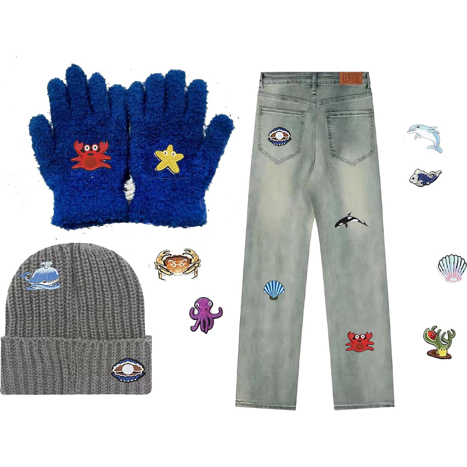 Kit de 20 Parches de Planchar Genérico Tema Océano 5.3x4.8cm