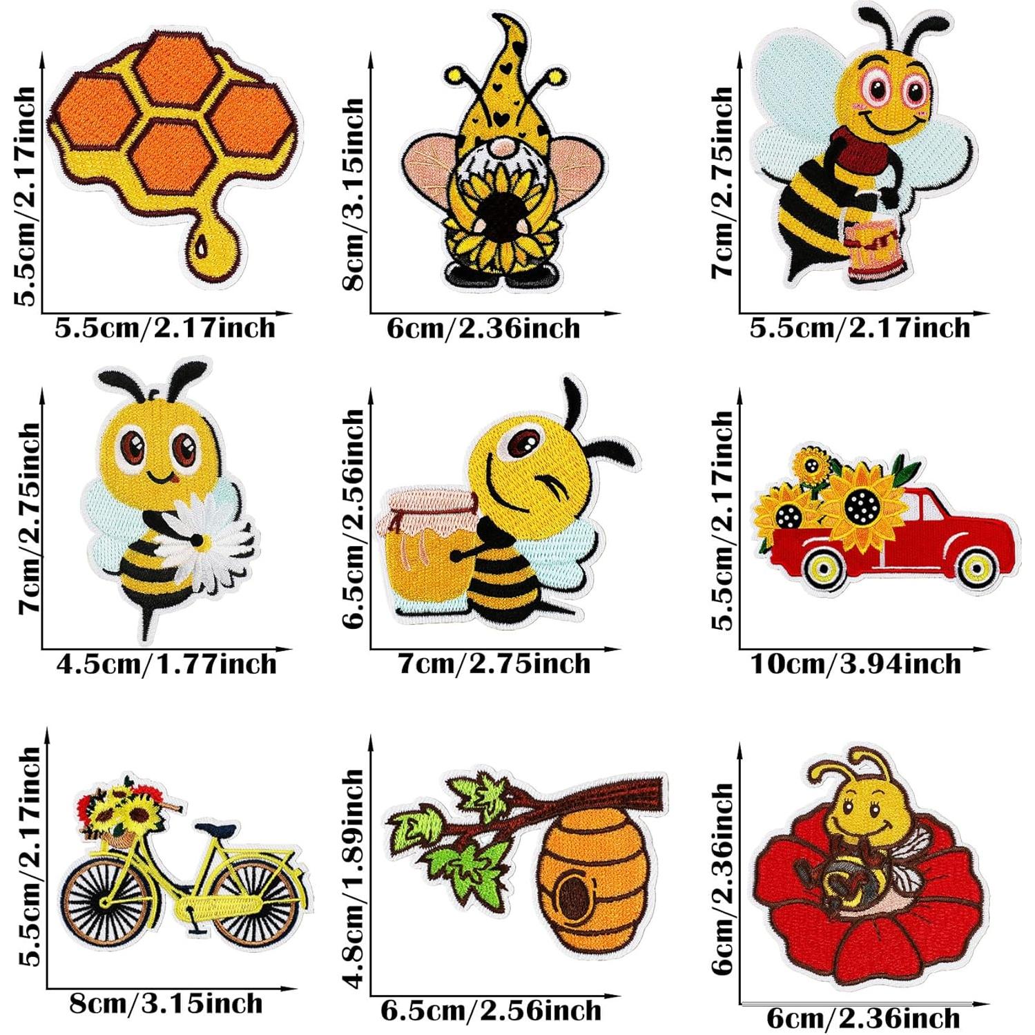 Kit 18 Parches Bordados Woohome para Ropa - Abeja y Girasol