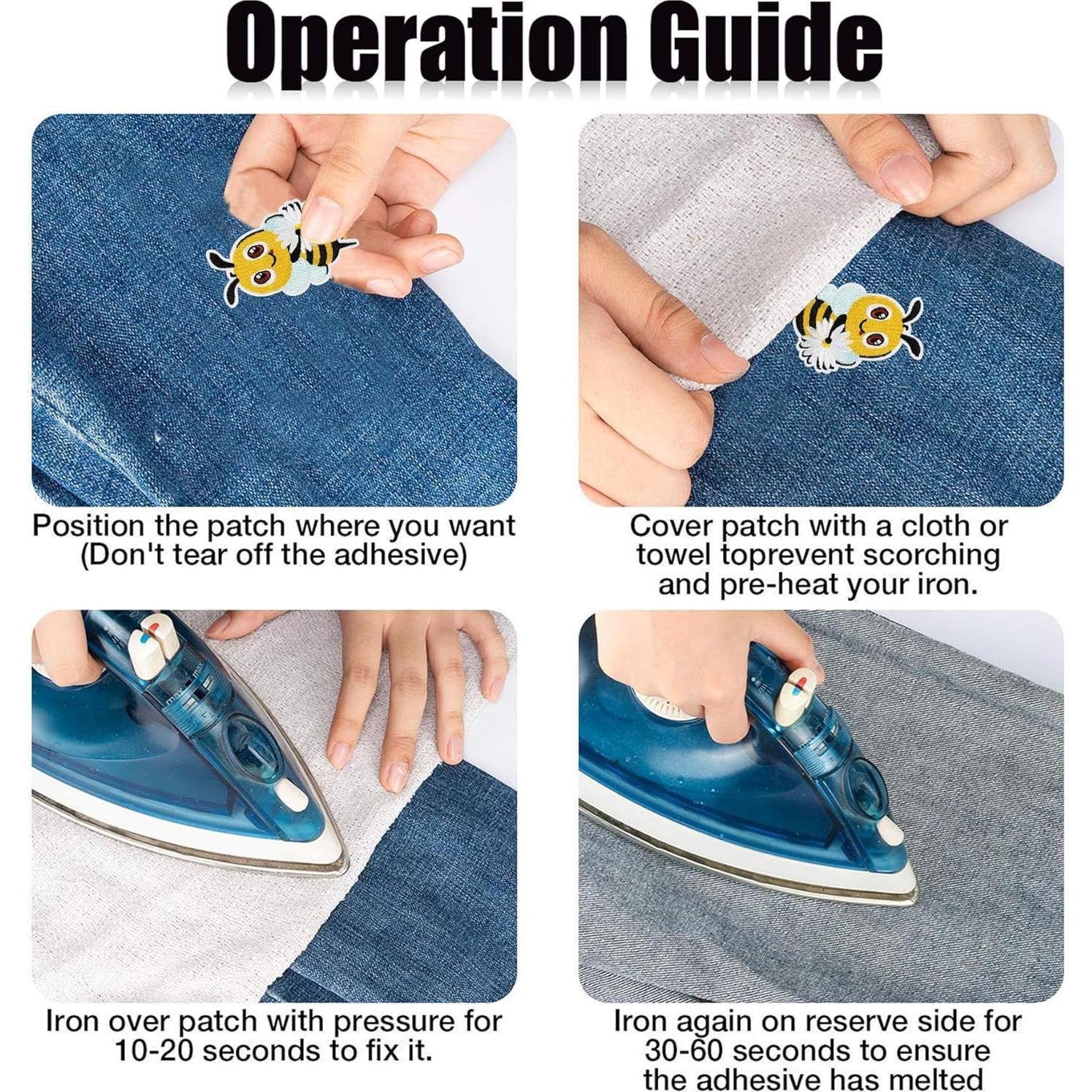 Kit 18 Parches Bordados Woohome para Ropa - Abeja y Girasol