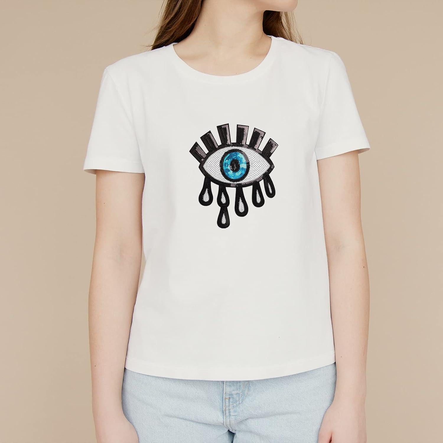 3 Parches de Ojo Maligno Joynaamn con Lentejuelas para Coser