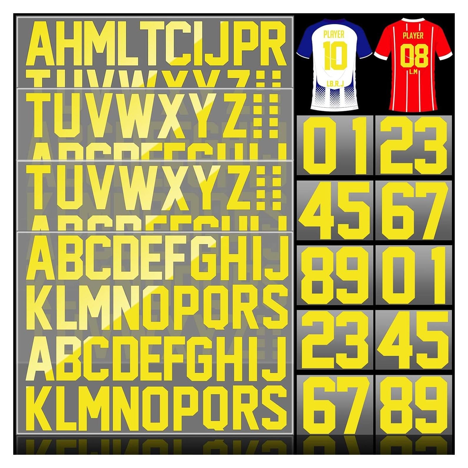 Parches de Letras y Números de Hierro Outus 216 Pcs Amarillo