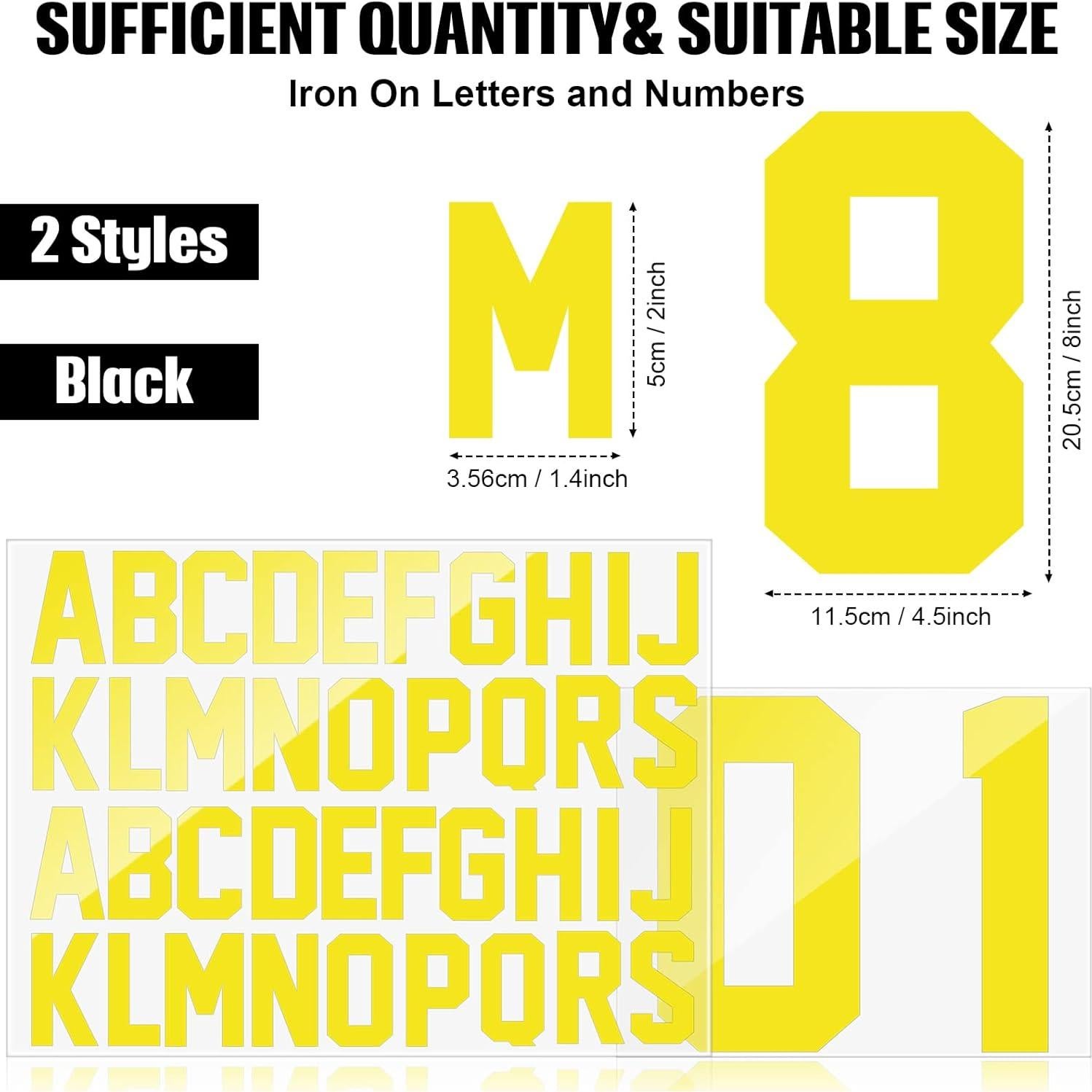 Parches de Letras y Números de Hierro Outus 216 Pcs Amarillo