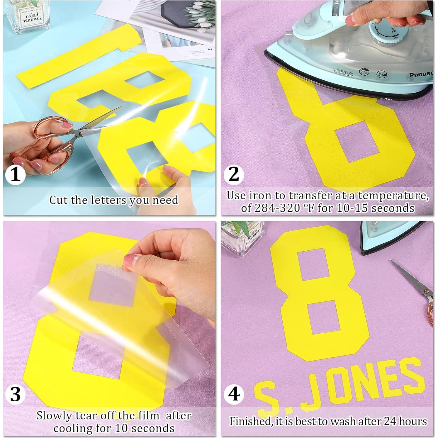 Parches de Letras y Números de Hierro Outus 216 Pcs Amarillo