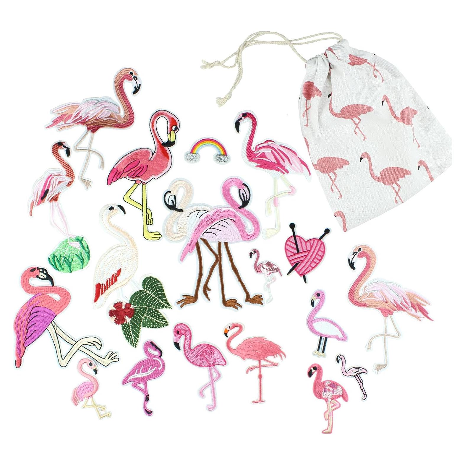 Kit de 18 Parches de Bordado Flamenco Rosa Hokilands