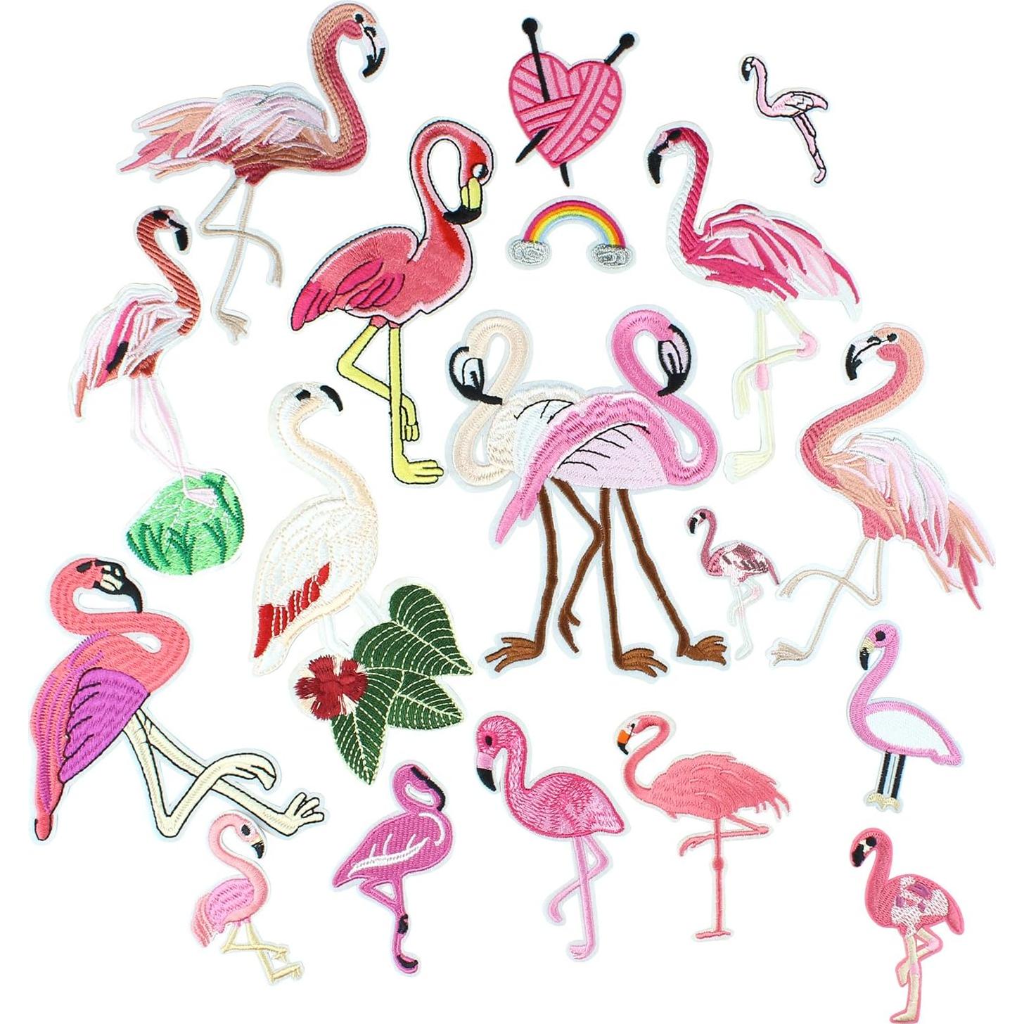 Kit de 18 Parches de Bordado Flamenco Rosa Hokilands