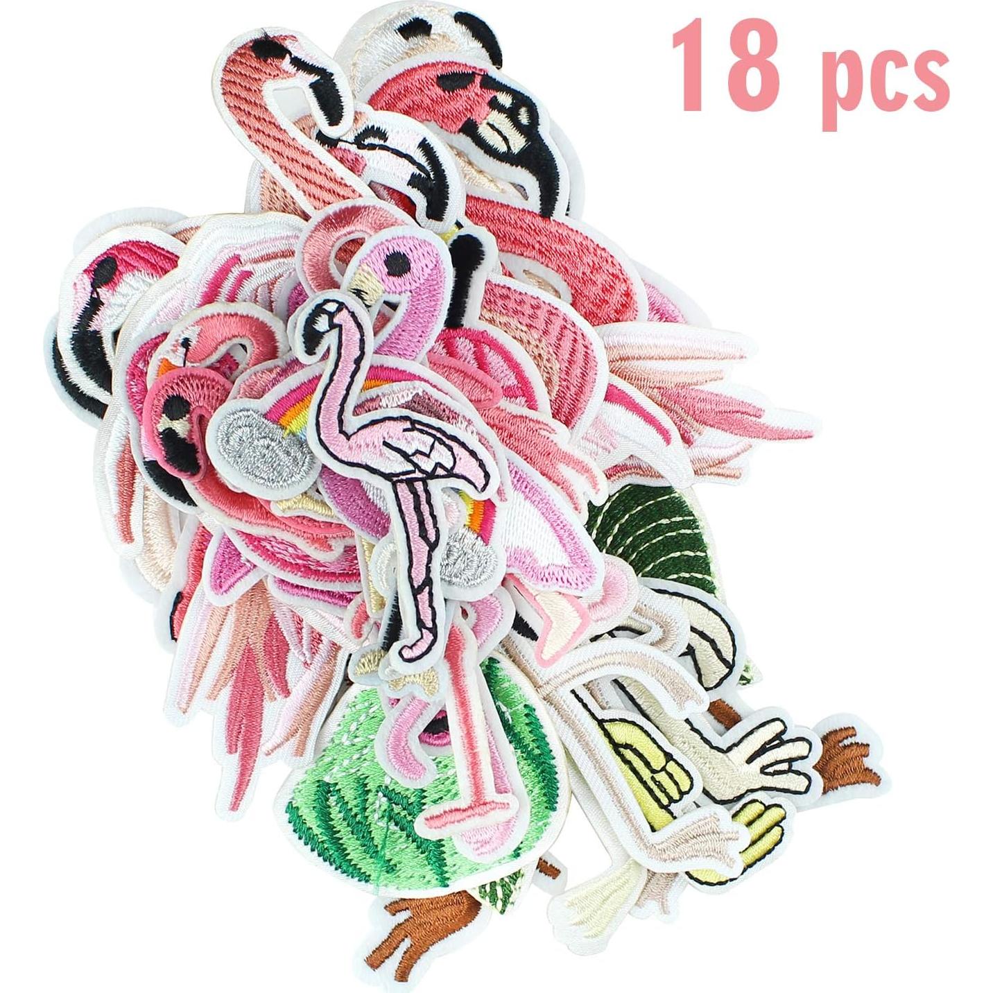 Kit de 18 Parches de Bordado Flamenco Rosa Hokilands