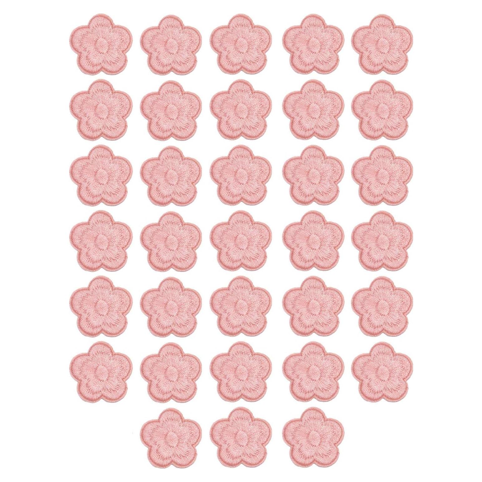 Kit 33 Piezas Parche Bordado Flores MSCFTFB 3x3cm Rosa