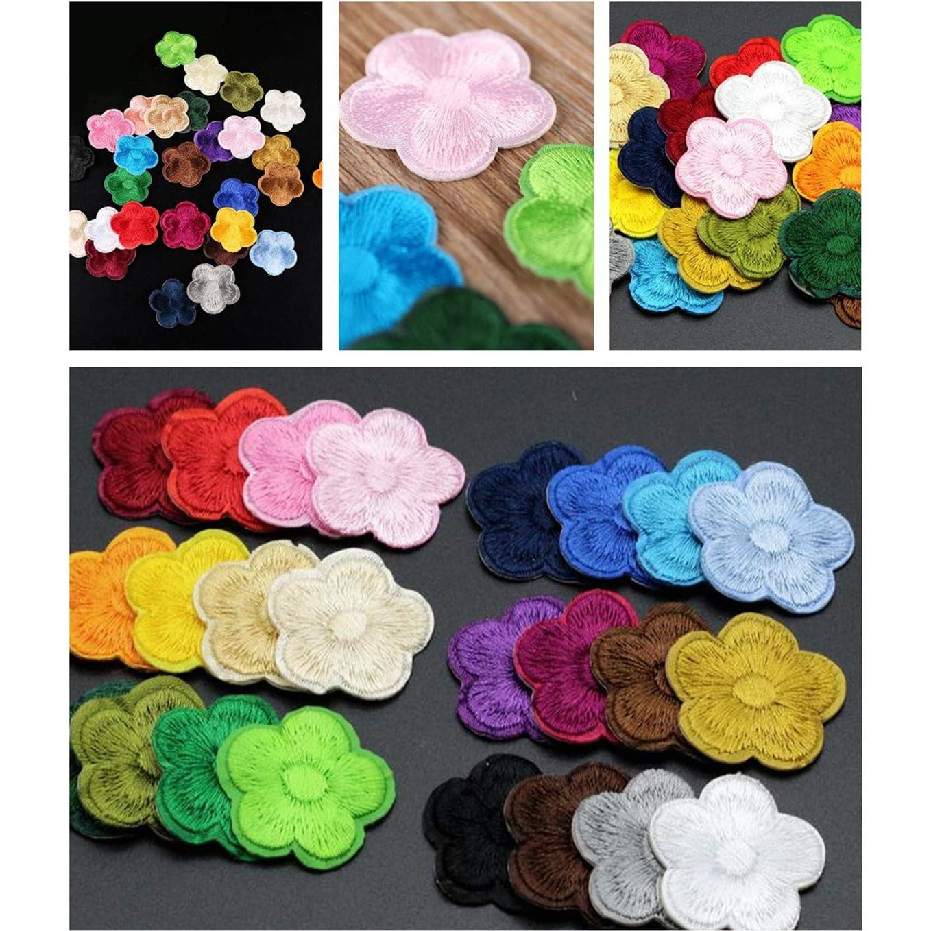 Kit 33 Piezas Parche Bordado Flores MSCFTFB 3x3cm Rosa