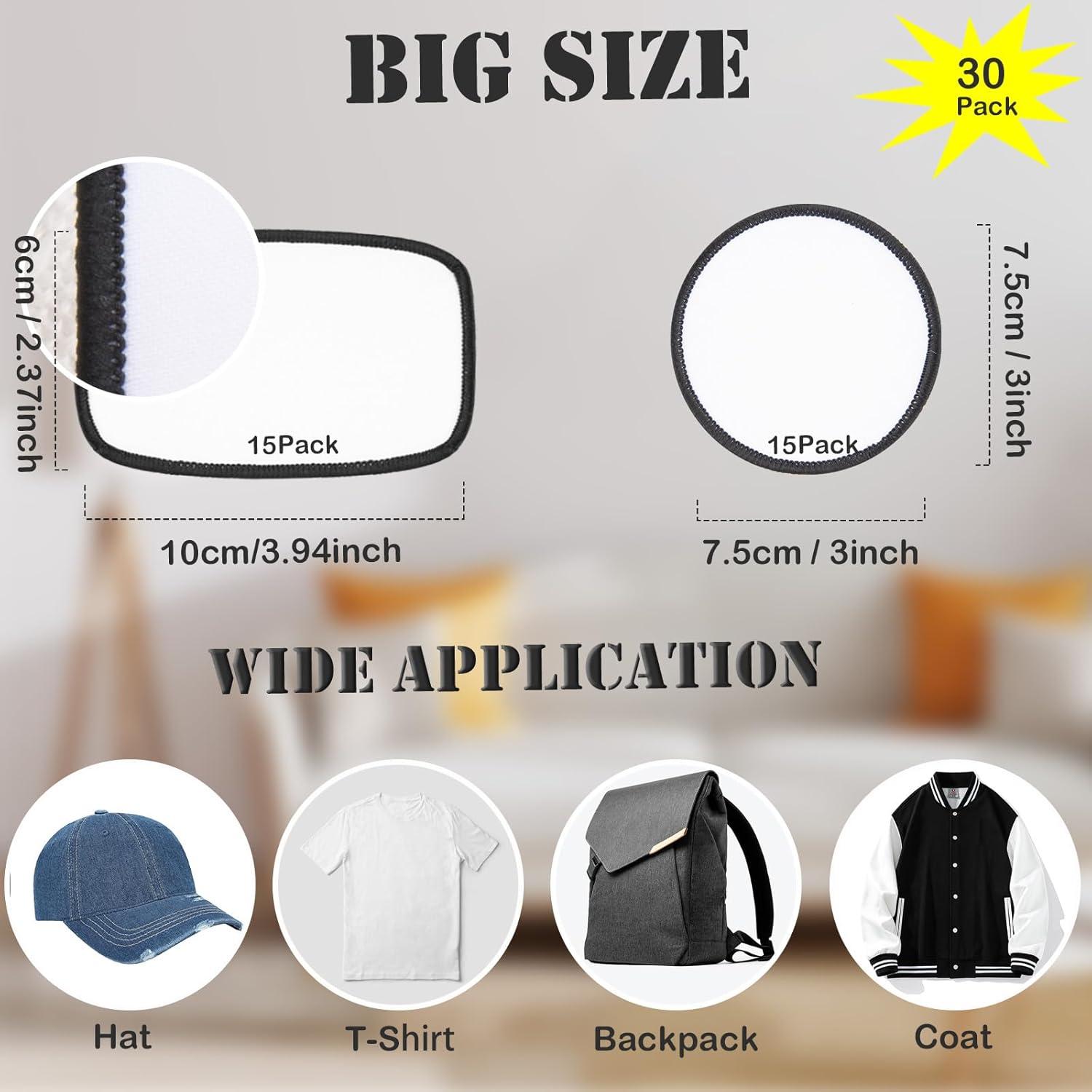 30 Parches de Sublimación en Blanco Gadjica para Planchar DIY