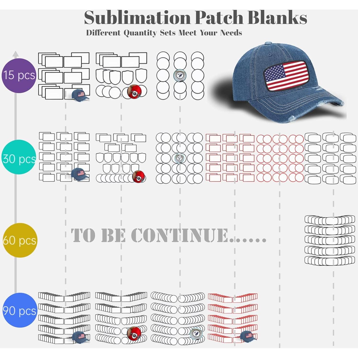30 Parches de Sublimación en Blanco Gadjica para Planchar DIY