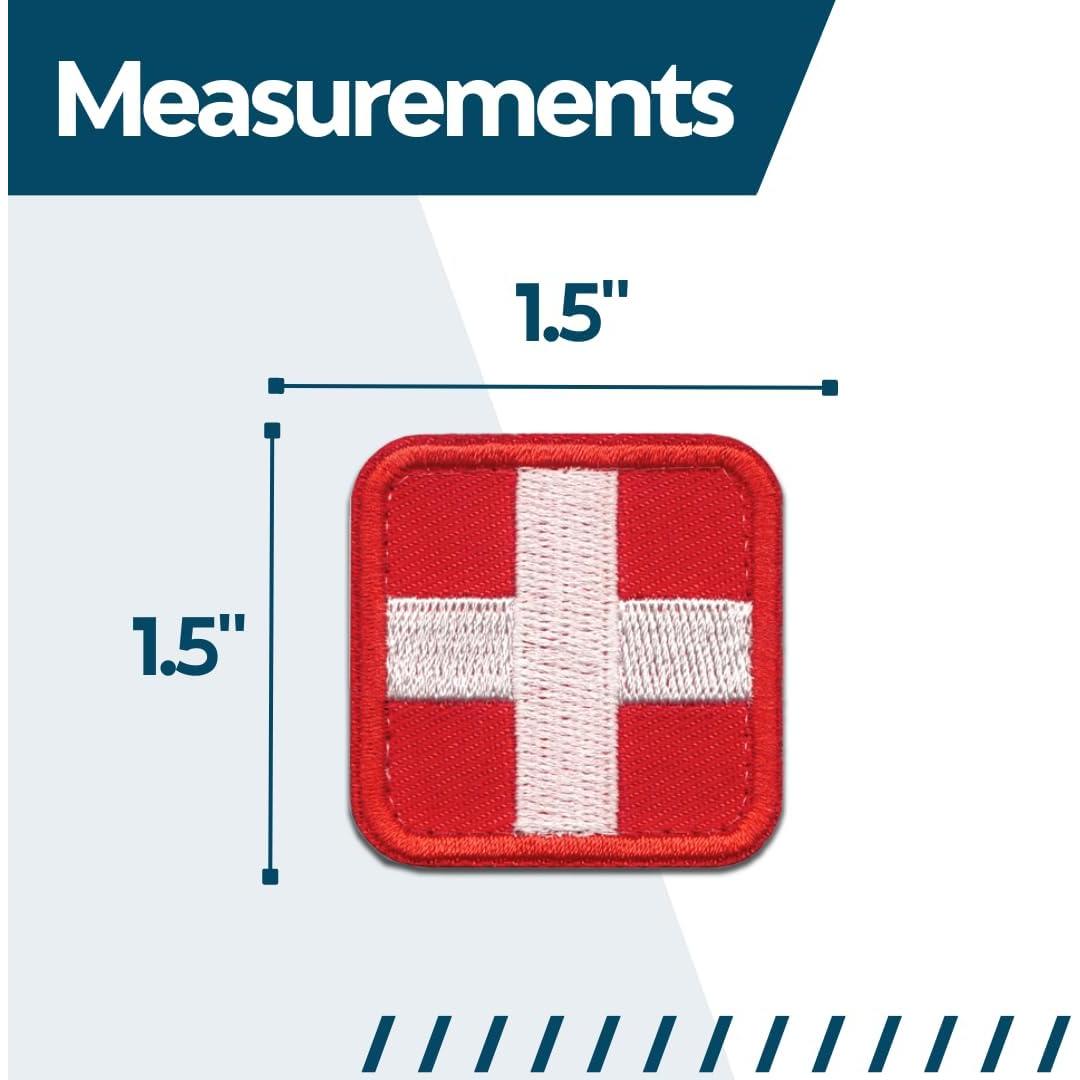 Laughing Lizards Medic First Aid Patch (4-Pack) | Tactical Red Cross IFAK Hook & Loop Medic EMT Patch for Identifying Medical First Aid Kit