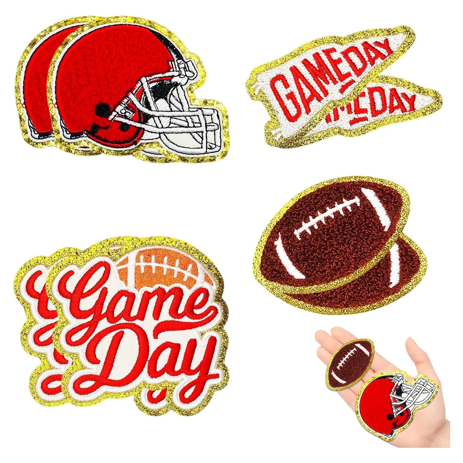 Parches de Fútbol Chenille Jongdari 8pcs Rojo para Planchar