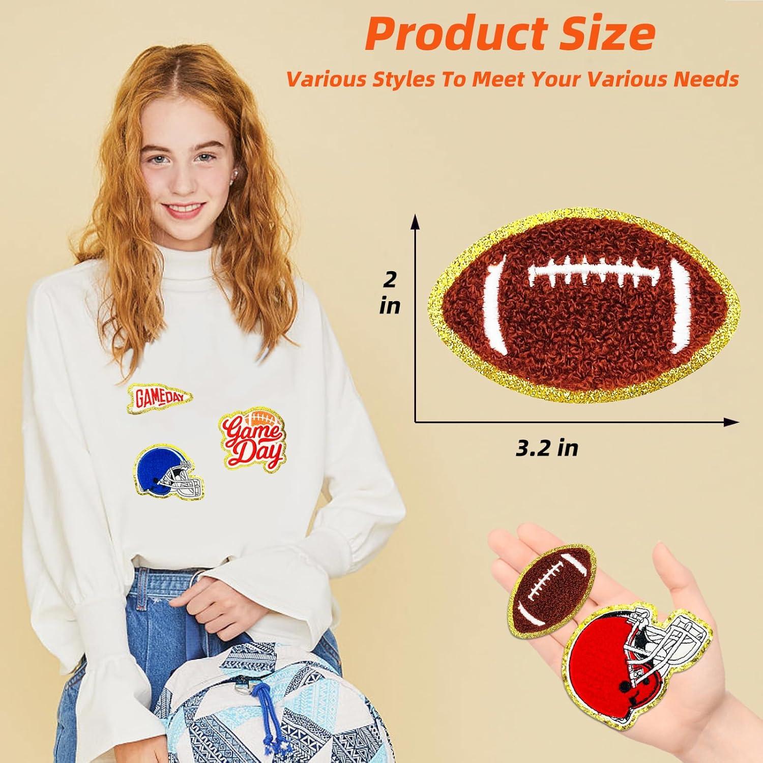 Parches de Fútbol Chenille Jongdari 8pcs Rojo para Planchar