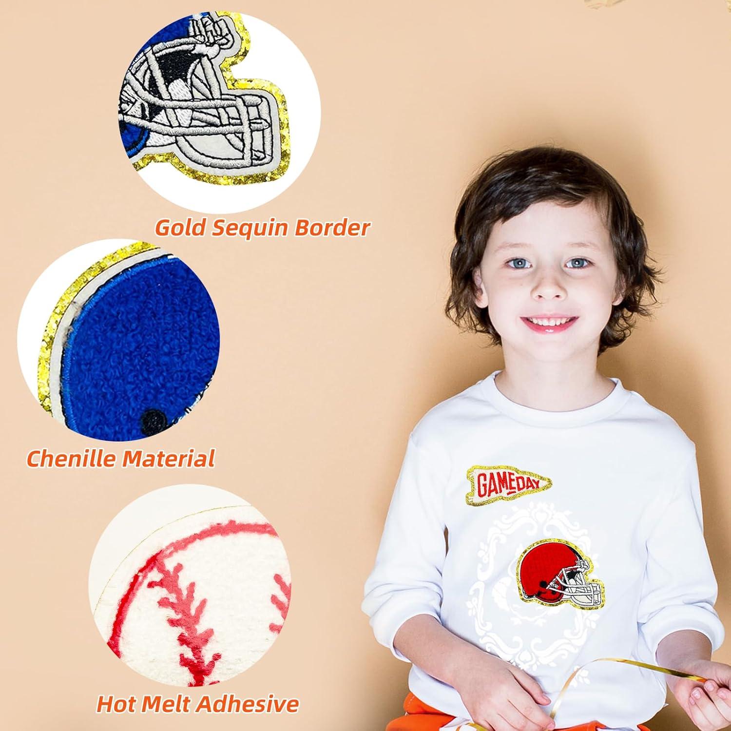 Parches de Fútbol Chenille Jongdari 8pcs Rojo para Planchar