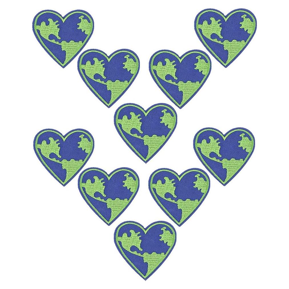 Kit de 10 Parches Bordados Corazón Salvar la Tierra Zhiheng