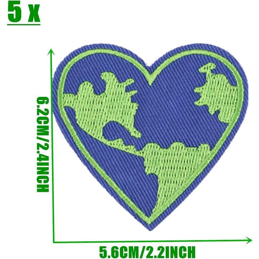 Kit de 10 Parches Bordados Corazón Salvar la Tierra Zhiheng