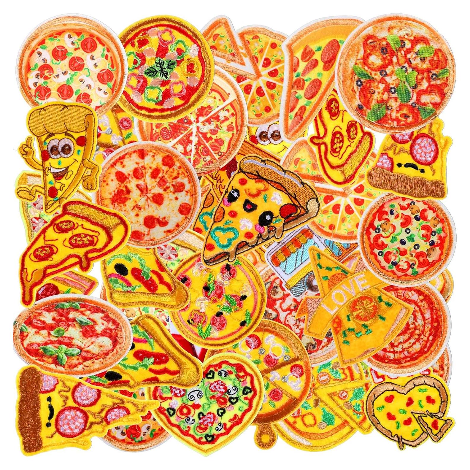 Parches Bordados Tigeen 48 Pcs para Planchar - Estilo Pizza