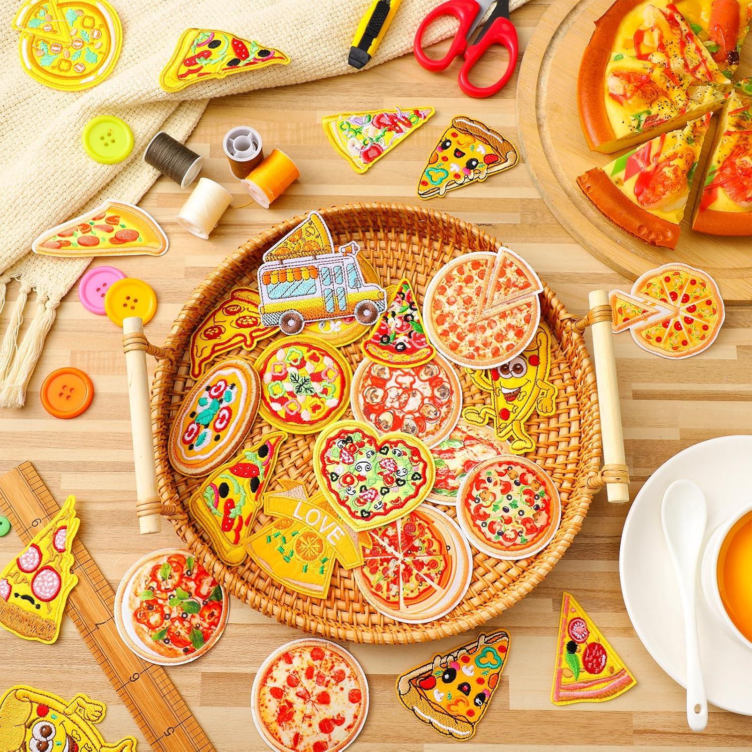 Parches Bordados Tigeen 48 Pcs para Planchar - Estilo Pizza